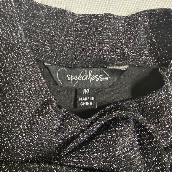 Speechless Long Sleeve Ruffle Hem Dress Juniors Medium Black Metallic - Picture 9 of 10